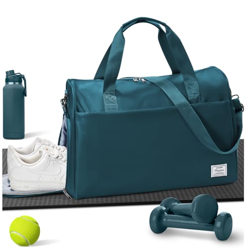 Travel Weekender Bags with Shoe Compartment Overnight Bag Peacock Blue | Personal Item Travel Bag with Wet Pocket Carry On Bag with Laptop Compartment Duffle Bag for Sports Travel Gym Essential - color: K5-Peacock Blue