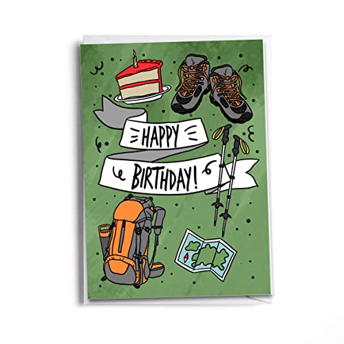 Happy Birthday Hiker | Adventurer Birthday Card | Hiking and Camping Outdoors Card - style: Hiking | Outdoor