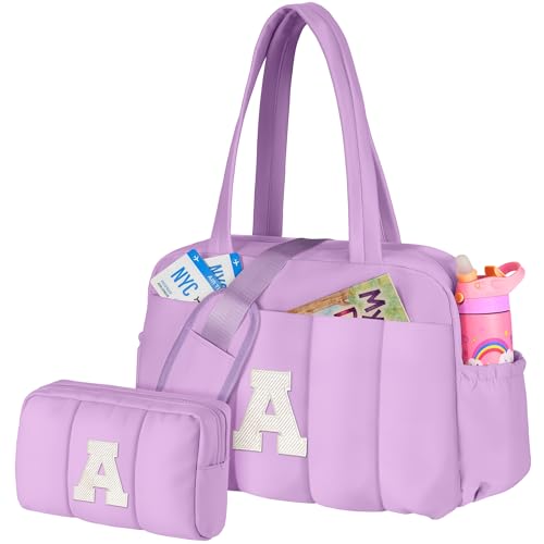 Birthday Gifts for 11 Year Old Girl-Initial Dance Gym Duffle Bag - color: Purple, style: A
