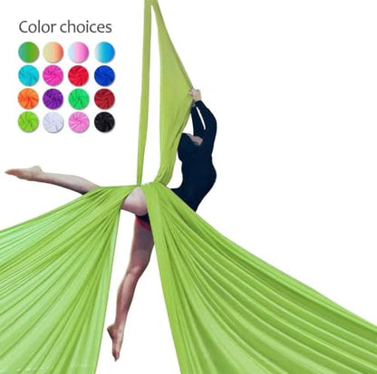 Durable Aerial Silks Starter Kit with 11-Yard Yoga Hammock & Hardware | Aerial Swing for Acrobatic Flying Yoga & All Levels, Aerial Rigging Point up to 14ft, Durable, Safe - color: Light Green