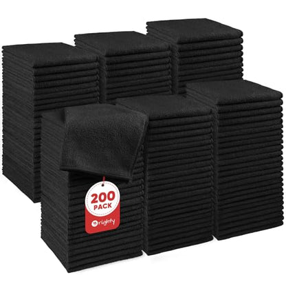 Orighty Washcloths Bulk, 200 Pack Microfiber Face Towels, 12x12 Inch Black - color: Black