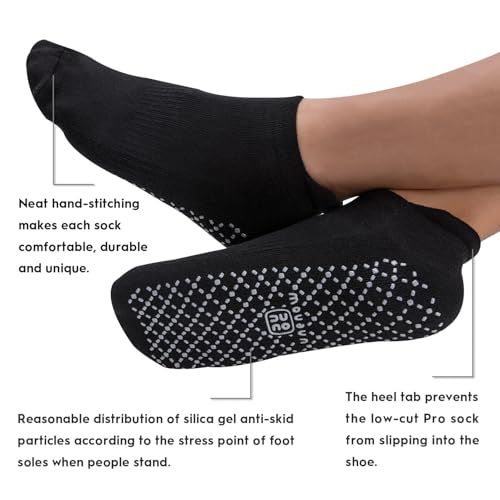 unenow Unisex Non Slip Grip Socks for Yoga Pilates Barre Home & Hospital - color: 4 Pairs-2 Black/Dark Grey/Light Grey, size: Large