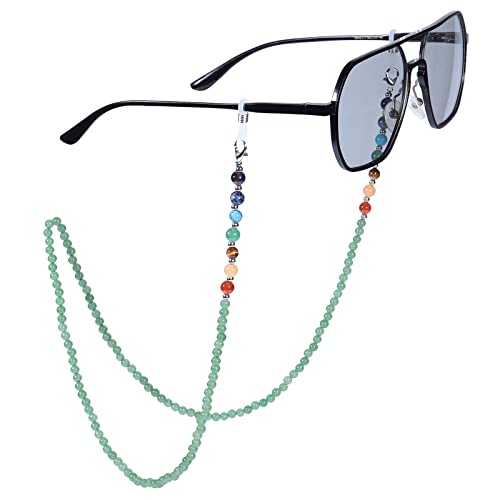 TUMBEELLUWA Reiki 7 Chakra Stone Beads Eyeglasses Chain for Women Men - color: Green