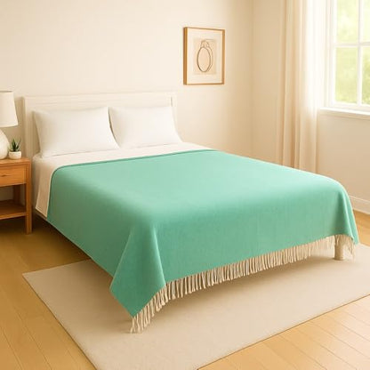 Open Road Goods Solid Color Mexican Yoga Blanket – Large Handwoven Throw for Yoga, Beach, Camping or Home – Soft and Durable Cotton Blend - color: Mint Blanket