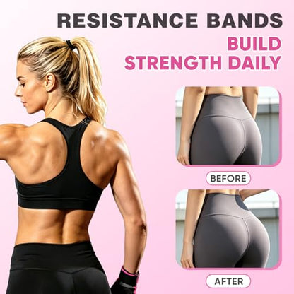 OKbulter Resistance Bands for Working Out, 3 Levels Exercise Bands Set | 3 Levels Exercise Bands Set for Legs, Hips, Strength Training, Pilates, Yoga and Rehab for Women & Men