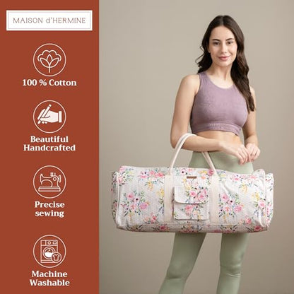 Maison d' Hermine Yoga Mat Duffle Bag Gym Tote Yoga Mat Carry Bag | Cylindrical bag for Woman Men Gifts Adjustable shoulder straps with Drawstring Water Bottle Pocket and zipper pocket - color: Sweet Rose Lavender, style: Yoga Mat Tote