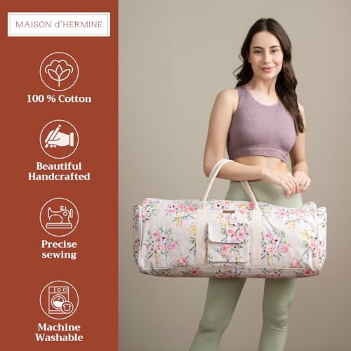 Maison d' Hermine Yoga Mat Duffle Bag Gym Tote Yoga Mat Carry Bag | Cylindrical bag for Woman Men Gifts Adjustable shoulder straps with Drawstring Water Bottle Pocket and zipper pocket - color: Sweet Rose Lavender, style: Yoga Mat Tote