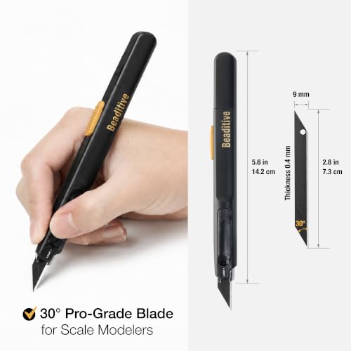 High Precision Detail Craft Knife Pro - 30 Degree Blade Utility Knife - Art, Craft, Model Making (1 Pro Knife, 10 Black Blades) - style: 1 Pro Knife, 10 Black Blades