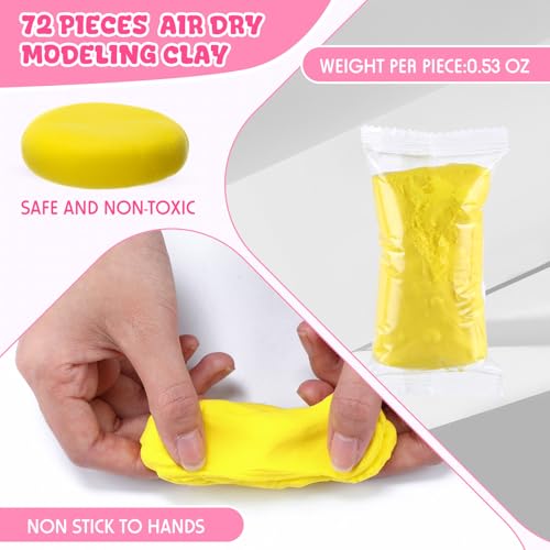 VioraWhite 72 Pcs 38oz Air Dry Clay Bulk Modeling Clay,Pastel | Ultra Lightweight Foam Modeling Clay for Kids Adults, DIY Gifts Party Arts Crafts, School Project Supplies - color: Pastel
