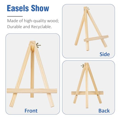 12 Pack 10 Inch Mini Wooden Display Easels | Tripod Painting Easel Stand, Portable Art Canvas Holder for Photos, Prints and Signs
