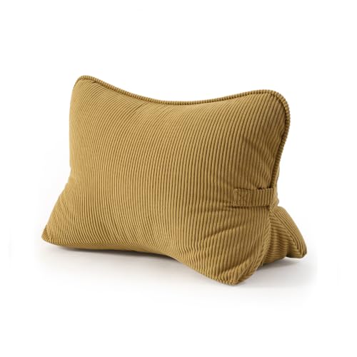 Pat. Pend. Corduroy Lumbar Support Back Pillow for Reading & Lounging, Ergonomic Triangle Cushion for Sofa, Armchair & Bed Sitting, Removable Washable Cover, Mustard Yellow - color: Mustard Yellow