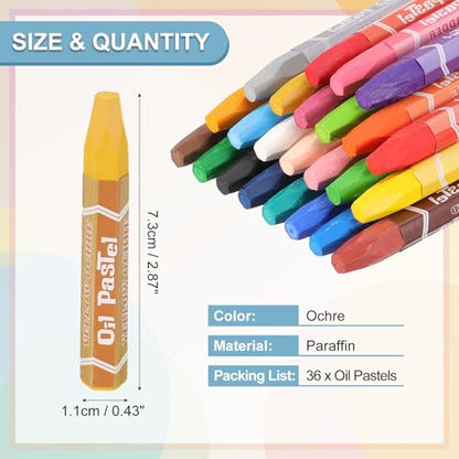 PATIKIL Ochre Oil Pastels, 36Pcs Soft Oil Crayons Pastels Stick Vibrant and Creamy Art Supplies Bulk for Artists Beginners Art Painting Drawing Blending Graffiti Gallery - color: Ochre