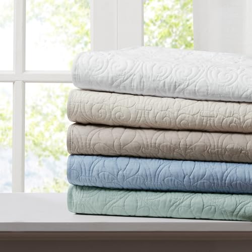 Madison Park Damask Quilting Design Throw Blanket, 60"x70" - color: White, size: 60"x70"