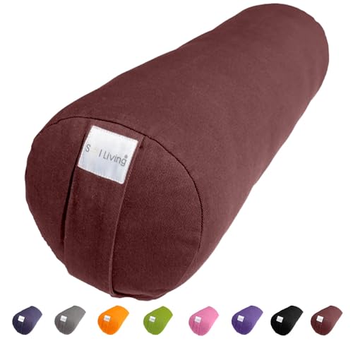 Pranayama Yoga Bolster Meditation Pillow - color: Brown, size: Cylindrical 26" x 8"