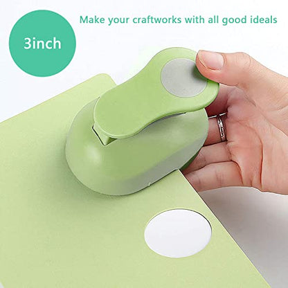 Circle Punch 3 Inch Craft Hole Punch - Large Circles Craft Punch Green Handmade Big Paper for Crafting Scrapbooking Cards Gift Wrapping Albums Photos Office Supplies