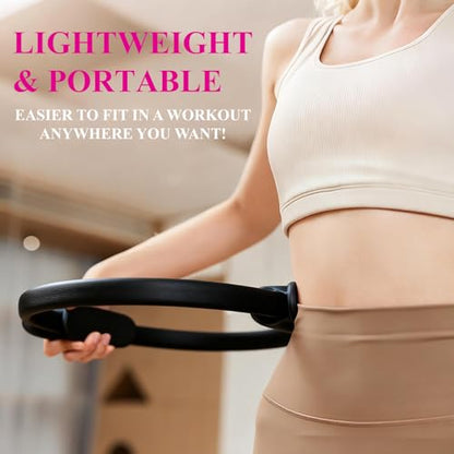 10 Pack Pilates Ring Set, 15" Pilates Fitness Circle for Women, Travel Office & Home Pilates Workout Equipment for Upper Body Core Glutes Inner Thigh, Pilates Essentials for Studio Equipment.