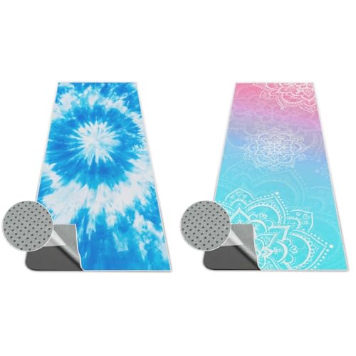 Non-Slip Yoga Towel, 2 Pack, 72x27 Inches, Machine Washable, Gradient Pattern