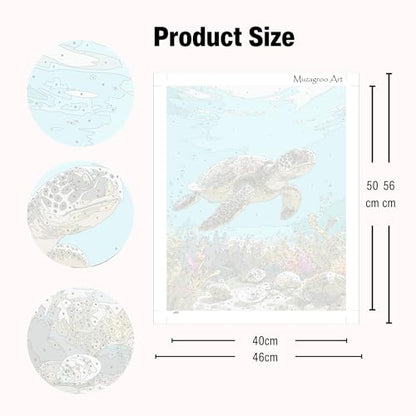 Muzagroo Paint by Numbers Oil Painting Kits for Adults DIY Sea Turtle Oil Painting for Beginners Hand Crafts Kits with Brushes and Acrylic Paints 16x20 inches (Sea Turtle) - color: Sea Turtle