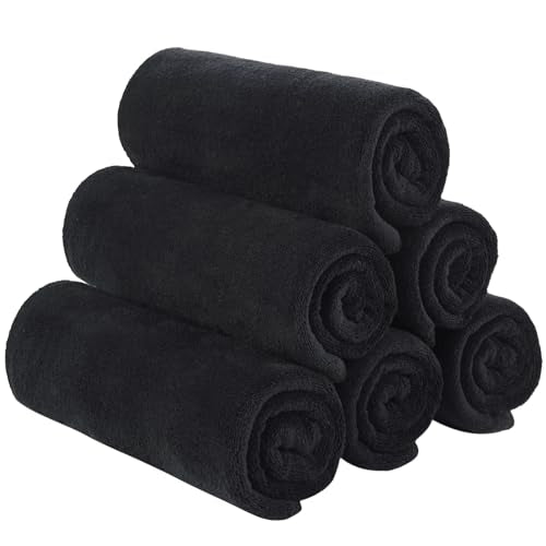 SINLAND Microfiber Gym Towels, Workout Sweat Towel 16x32In - color: Blackx6