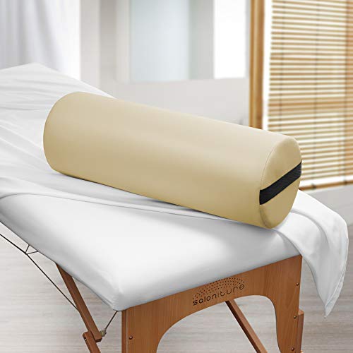 Saloniture Jumbo Round Massage Table Bolster Pillow Pad - 26 x 9 Inch - Cream - color: Cream