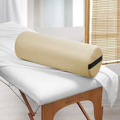 Saloniture Jumbo Round Massage Table Bolster Pillow Pad - 26 x 9 Inch - Cream - color: Cream