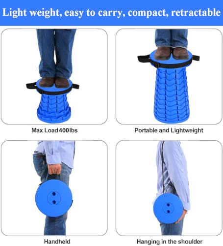 Fishboy Collapsible Stool for Adults, Portable Folding Camping Seat, 400lbs - color: All Blue