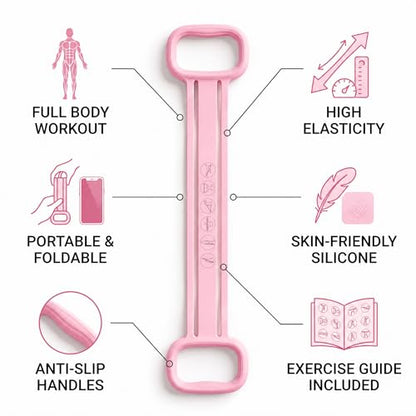 3 Pack Resistance Bands with Handles, Shoulder Trainer for Physical Therapy Home Workout Pilates, Ergonomic Grip Durable Exercise Bands - color: Pink (3 PCS)