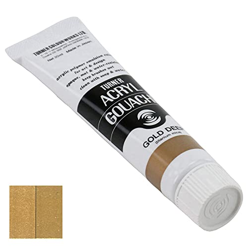 Turner Colour Works Acryl Gouache Artist Acrylic Paint - Single 20 ml Tube - Gold Deep - color: Gold Deep, size: 0.7 Fl Oz (Pack of 1)