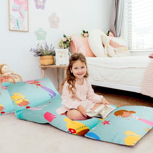 Butterfly Craze Floor Pillow Case - Lounge & Nap Cover for Floor Lounger Pillow - Adjustable Fit for Guest Bed & Sleeping Pad - Machine Washable for Sleep Mat & Travel Mattress - King, Mermaid Aqua - color: Mermaid Aqua, size: King