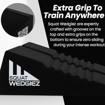Squat Wedgiez Squat Wedge Pair For Knees Over Toes Training- Anti-Slip Squat Ramps for Lower Body Strength- Slant Board for Squats, ATG Split Squats,Calf Stretching- Squat Wedge Block with Free Video