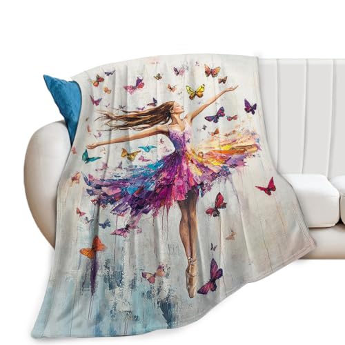 Dance Blanket, Ballet Throw Blanket, Dancer Gifts, Ballerina Blankets, Sloths Stuff Fleece Flannel Plush for Women Teachers Girls Lovers Adults Soft Bedding for Sofa Studio Office Home Decor 40"X50" - color: Ballet, size: 50"x40"
