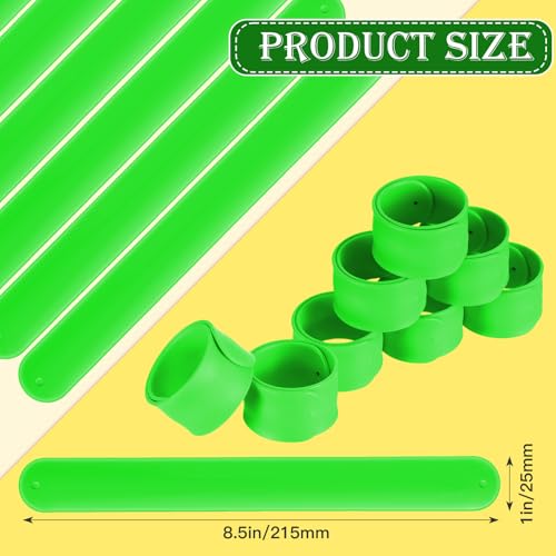 Gemscream 12 Pcs Silicone Slap Bracelets DIY Slap Bands Party Favors Bulk Blank Soft Wristband Wrist Snap Band for Craft Project DIY Painting Birthday Party Halloween Christmas - color: Green