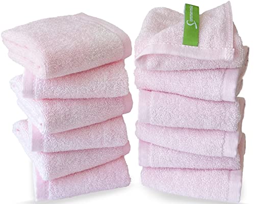 12 Pack Washcloths 13" x 13" - Soft Wash Cloths for Your Face Towel, Wash Cloths for Your Body (Pink) - color: Pink