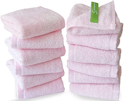 12 Pack Washcloths 13" x 13" - Soft Wash Cloths for Your Face Towel, Wash Cloths for Your Body (Pink) - color: Pink