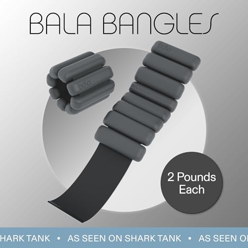 Bala Bangles Wrist & Ankle Weights for Women & Men, Home Gym Equipment | Adjustable Weighted Bands for Arm & Legs Workouts - Pilates, Yoga, Walking, Barre, & Strength Training Exercise - color: Charcoal, size: 2 LB