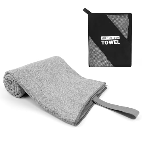 Microfiber Travel Body Towel Quick Dry Lightweight Yoga Mat Beach Swimming Pool Camping Towel (Grey, 1 Pack L(30X60 Inch) - color: Grey, size: 1 Pack L(30X60 Inch