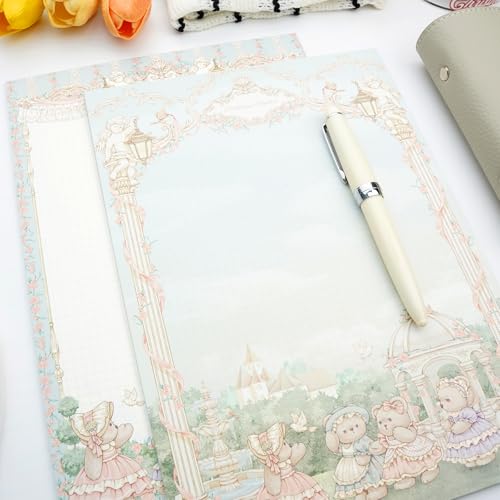 40/60 Sheets watercolor cute writing paper B5 size letter printer paper 120gsm decorative scrapbooking colored antique vintage flowers animal design Double-Sided stationery (cute bear) - color: Cute Bears
