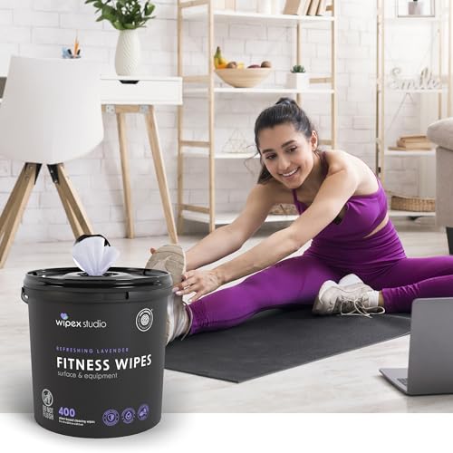 Wipex Gym Wipes for Equipment Bundle, EWG Verified, Get 800 Wipes with (1) Lavender Bucket & (1) Plant-Based Refill Roll, Clean Surfaces & Mats, Safe Gym Cleaner - size: 400 Count (Pack of 2), style: Bundle: Lavender Bucket & Refill