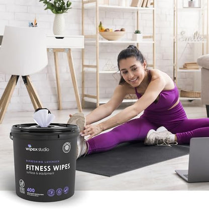 Wipex Gym Wipes for Equipment Bundle, EWG Verified, Get 800 Wipes with (1) Lavender Bucket & (1) Plant-Based Refill Roll, Clean Surfaces & Mats, Safe Gym Cleaner - size: 400 Count (Pack of 2), style: Bundle: Lavender Bucket & Refill