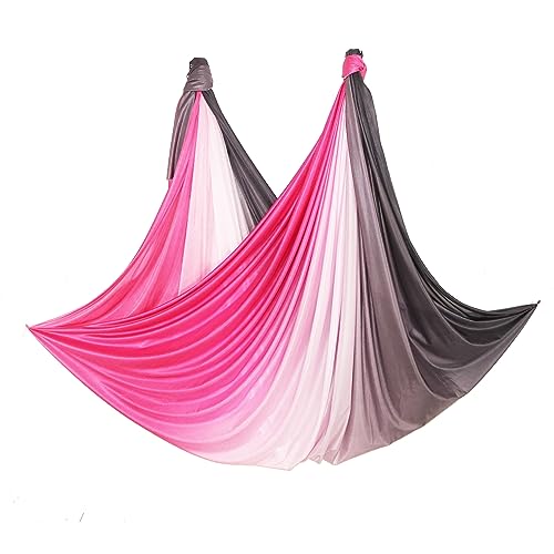 Aerial Yoga Hammock Aerial Pilates Silk Yoga Swing Set Inversion Equipment include daisy Chain, Pose Guide 5.5 yards - color: Flame Color