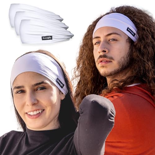Good Bands Sweat Headbands for Men and Women, Non Slip Workout Sweatband - color: White, size: Single