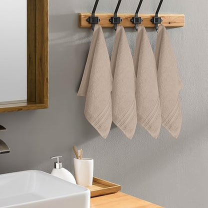 BOUTIQUO Ultra Soft Cotton Washcloths, Contains 12 Piece Face Cloths 12x12 inch, Ideal for Everyday use Face Towels, Compact & Lightweight Multi Purpose Washcloths - Tan - color: Tan, size: Washcloths - Set of 12