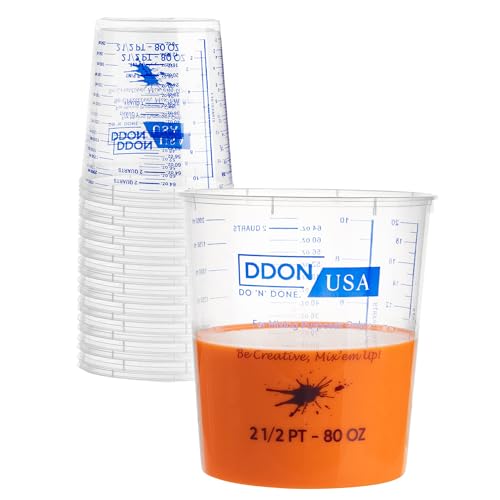 Paint Mixing Cups 80 Oz, 10-Pack - Disposable Plastic Graduated Measuring Cup for Epoxy Resin, Automotive Paint & Art Projects | Pre-Printed Mix Ratios - style: 10