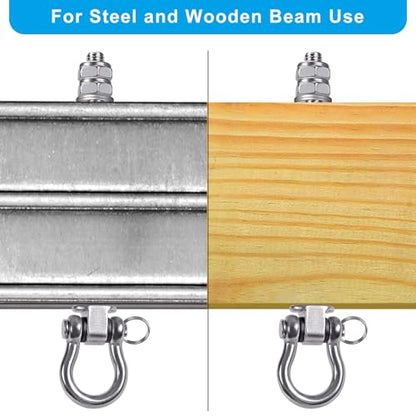 Dolibest Swing Hangers with Bearing - 2 Pack Stainless Steel 304 Swing Hooks for Wood & Metal Beams, Ideal for Hanging Hammocks, Yoga Swings, Porch Swing, Boxing Bag 1500 LB Capacity -7''x M2/5'' - color: M10x7'' -2pcs