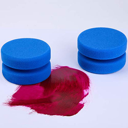 Aodaer 6 PCS Paint Sponge Applicator Blue Round Detail Painting Sponge for Car Waxing Wall Repairing Kitchen Cleaning Art Crafts Sponges with Mesh Bag 3.1 Inches