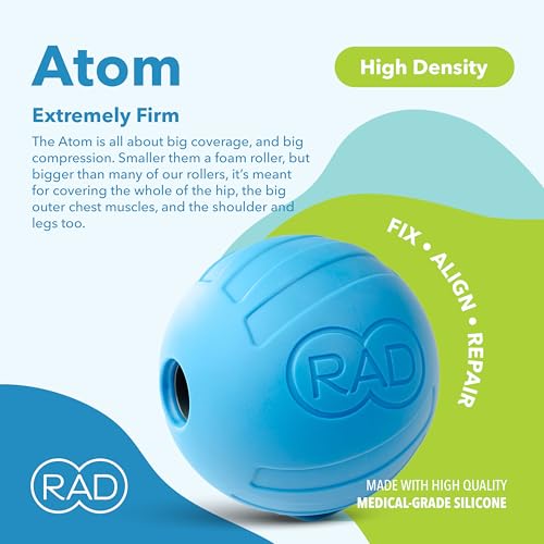RAD Atom – Extra Firm Yoga Deep Tissue Massage Ball – Myofascial Release Ball for Back Pain, Shoulders, Glutes, Hamstrings, Traps & Pecs – Trigger Point & Mobility Therapy