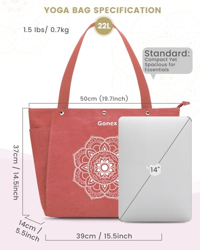 Gonex Yoga Mat Bag For Women Canvas Tote Pilates Gym Bag With Mat Carrier | Front-Opening Quick Access Mat Straps, Durable Cotton Canvas, Machine Washable, Bottle Holder Multi Pockets, Yoga Gym Travel - color: Watermelon Red, size: Classic (15.5×5.5×14.5i