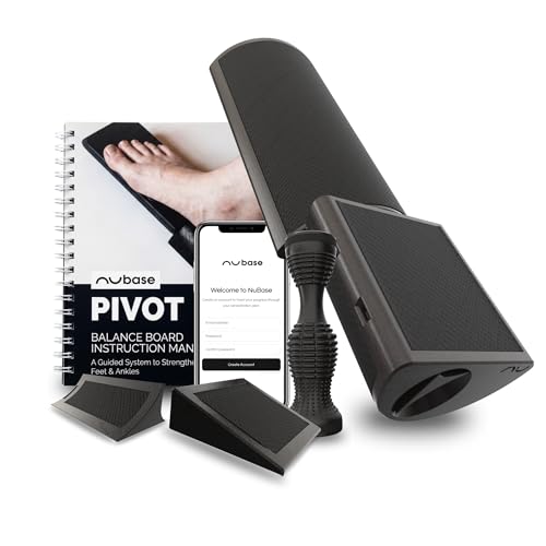 nuBase PIVOT Foot & Ankle Strengthener | Plantar Fasciitis & Achilles Recovery | Podiatrist-Developed Split-Board Physical Therapy System | Roller, Wedges, 95-Page Guide + App