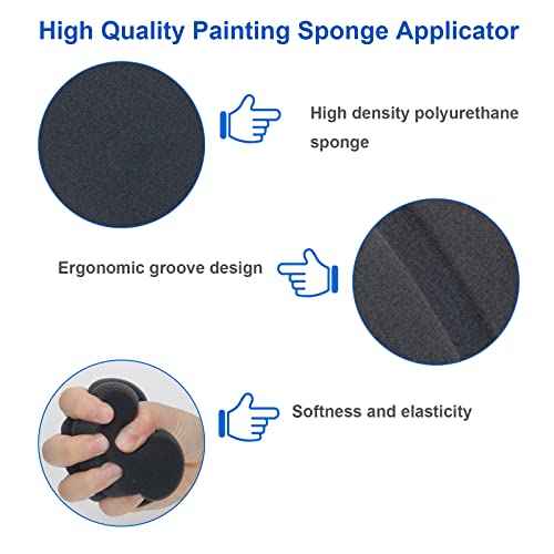 Paint Sponge Applicator 3Pcs, Boyistar Black Detail Painting Sponge | for Car Waxing, Wall Repairing, Kitchen Cleaning with Storage Mesh Bag (black) - color: Black