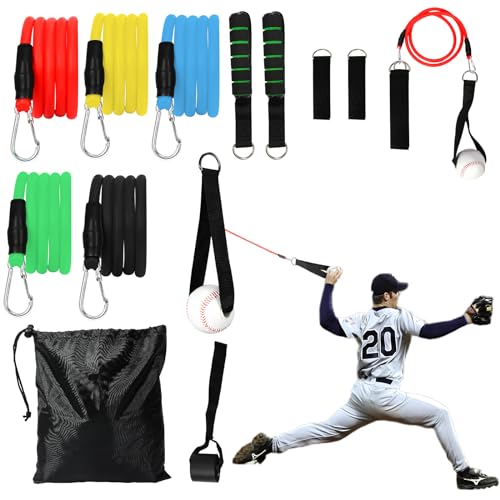 Davllin Baseball Resistance Trainer,Training Aid for Baseball Softball Pitchers,Interchangeable Grips to Build Arm Strength,Arm Bands for Baseball Players,Baseball Throwing Trainer,Great to Warm-Up - style: 12-in-1 Classic